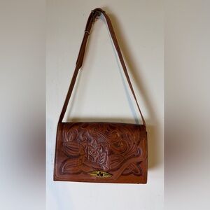 Vintage Tooled Leather Purse - Floral
